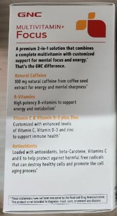 GNC Multivitamin+ Focus + Brain Benefits* 120 Count (Pack of 1)