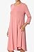 TheMogan Women's Casual Long Sleeve Boat Neck Knee Length Pocket A-Line Swing T-Shirt Dress