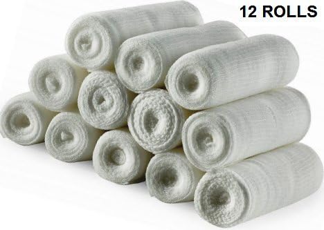 SETH 12 Gauze Rolls 4 Inch Elastic and Stretch Gauze Bandage Rolls for Wound Care Dressing-Medical Non-Sterile First Aid Conforming and Fixation Bandage-Rolled Wrapping Gauze Pads-4 Inch x 4.3 Yards