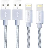 Lightning Cable -2 Pack 10 Feet iPhone Extra Long Nylon Braided Apple Lightning USB Charging Cable Cord Cable for iPhone 7 Plus 6S Plus 6 Plus SE 5S 5C 5, iPad Mini Air / Pro, iPod -Silver
