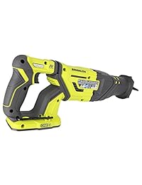 Ryobi P517 18 V Ion de litio inalámbrico sin escobillas 2,900 SPM sierra de reprocación con mango antivibración y cambio de hoja sin herramientas (batería no incluida, herramienta de alimentación solamente)