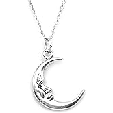 KEVIN N ANNA Sterling Silver Double-Sided Man in the Moon Charm Necklace, 18"