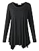 LARACE Womens Long Sleeve Flattering Comfy Tunic Loose Fit Flowy Top (1X, Black)