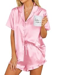 Ekouaer Womens Satin Pajamas Set Button Down 2