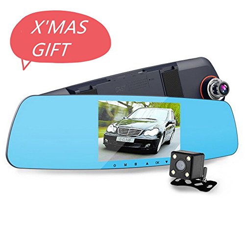 CLEVER BEAR HD Mirror Cam Full HD 1080P 5 Inch Mirror With Rear View Camera Car Dash Cam Dual Lens Monitor Night Vision