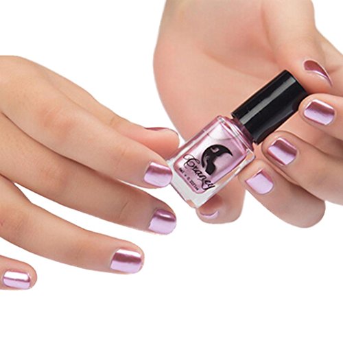 Nail Polish,Tosangn Mirror Nail Polish Plating Silver Paste Metal Color (Pink)