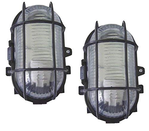 2 X Black Outdoor Garden Exterior Security Bulkhead Bulk Head Light LAMP 60W