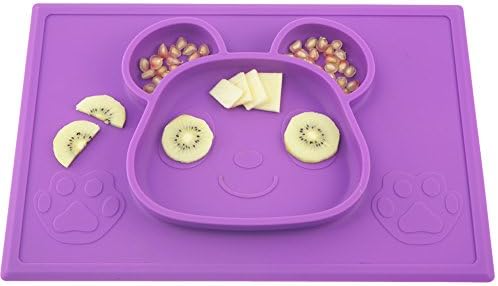 Eoozon Panda Silicone Baby Placemat Plate, BPA Free, One Piece (Purple)