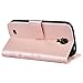Galaxy S4 Wallet Case, SmartLegend Embossed Floral Butterfly PU Leather Magnetic Flip Folio Cover with TPU Soft Bumper Case & Card Holders & Hand Strap for Samsung Galaxy S4 Rose Gold