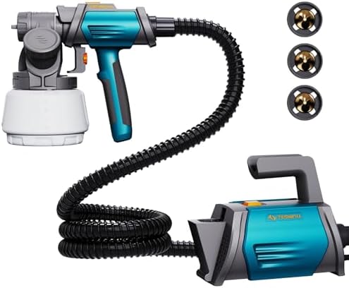 Tilswall Paint Sprayer 800W Electric Fence Paint Sprayer with 1300ml Container, HVLP Spray Paint Gun with 4 Nozzles and 3 Spray Modes for Fences, Sheds, Decking, Walls, Ceilings, Garden Furniture