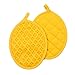 Sticky Toffee Oven Mitt and Pot Holder Set of 3 – Yellow Non-Slip Kitchen Hot Pads and Mitts with Silicone Grip, 100% Cotton Shell, Oeko-Tex Cotton