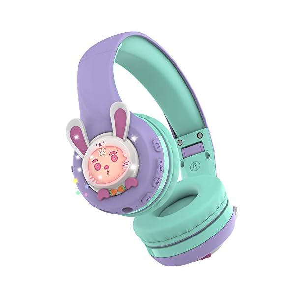 Riwbox-RB-7S-Kids-Headphones-Wireless-LED-Light-Up-Wireless-Foldable-Headphones-Over-Ear-Volume-Limited-Safe-75dB85dB95dB-with-Mic-and-TF-card-Children-Headphones-for-Girls-PurpleGreen Riwbox RB-7S Kids Headphones Wireless, LED Light Up Wireless Foldable Headphones Over Ear Volume Limited Safe 75dB/85dB…
