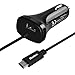 Type C Car Charger, Olaudem Dual Rapid USB C Type Car Charger Fast Charge with USB-A Port & 4ft 5V 3A USB-C Adapter Charging Cable for Google Pixel/ XL Nexus 6P 5X, LG G5, HTC 10 and More, Black