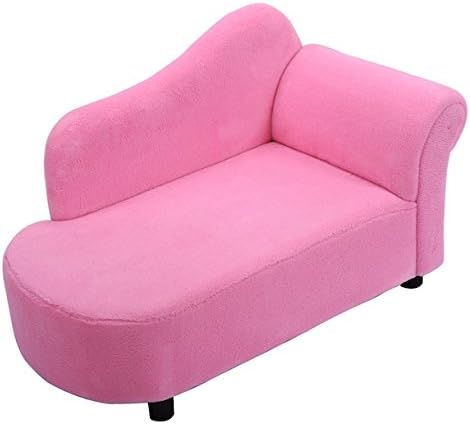 Pink Princess Style Kids Sofa Armchair Armrest Chair Couch Lounge Sleeper Coral Fleece Children Toddler Gift Bedroom Living Room Furniture Strong Wooden Frame