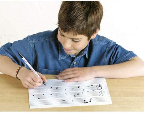 Fuzeau, Dry Erase Musical White Slate 22 x 31 cm, 4 staves on both sides and back blank, Sturdy and Reusable Stand - Image 3