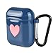 Exbeta Lovely Heart Logo Shock Proof Protective Case Compatible for Apple Airpods Soft Sleeve Dust Plug Cover Accessories Kits Wireless Headphone Box Case Anti-Lost Strap Keychain Hook (Darkblue)thumb 2