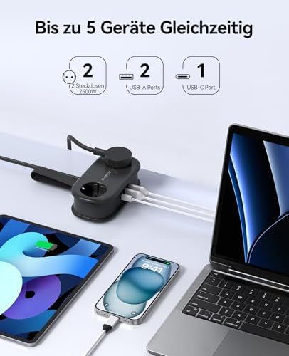 AP3 Reise Steckdosenleiste USB‑C PD 20W Schwarz