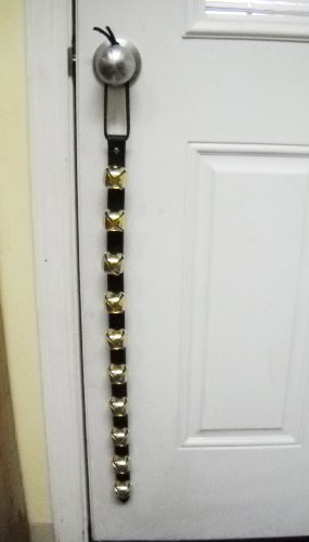 Warner Arctic Sleigh Bells Decorative Leather Strap Door Bells (28" w/ 10 Bells, Brown Leather w/Brass Bells)