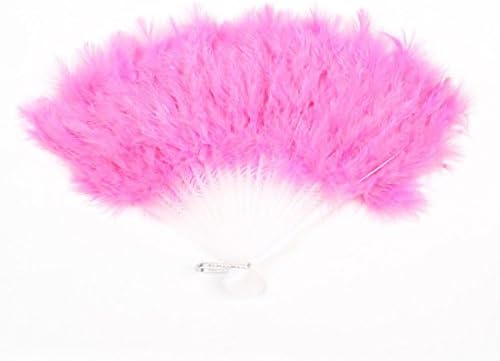 ASX Design Dancing Party Feather Folding Hand Fan 16 Inch Width - Pink