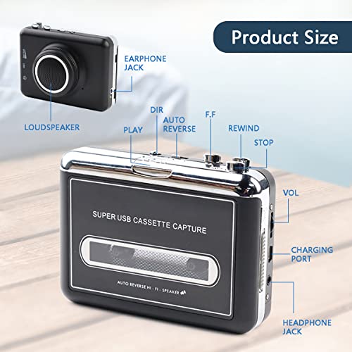 Upgraded Cassette Player with Detachable External SpeakerPortable