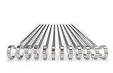 Kabob Skewers – Flat Stainless Steel BBQ Grilling Sticks – Premium Barbecue Reusable Metal Utensils, Great For Shish Kabob, Vegetables And Other Barbecue Foods – (10 Pack) 12-Inch Silver