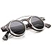 zeroUV Small Retro Steampunk Circle Flip Up Glasses/Sunglasses (Tortoise Shell)