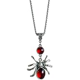 QLUYCKW Gothic Spider Bat Necklace for Female Male Rock Style Animal Alloy Butterfly Red Crystal Bat Halloween Jewelry Gift