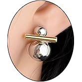 Two Tone Teardrop Stud Earrings for Women Gold Silver Front Back Oval Bean Dangle Earrings Cute Post Ball Earrings Lightweight Chunky Jewelry Gifts