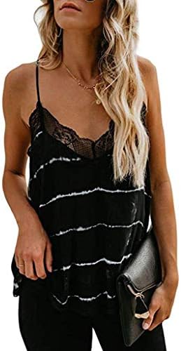 Redacel Women Lace Stitching Vest Silk Satin Camisole Vest Top Sleeveless Blouse Casual Tank