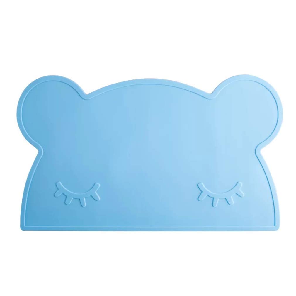X-Labor Baby Children's Placemat Bear Silicone Waterproof Non-Slip Washable Baby Plate Place Mat Place Mats 46 x 28 cm Blue