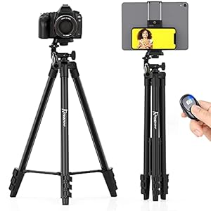 KINGJUE 60” Camera Phone Tripod Stand Compatible with Canon Nikon DSLR with Universal Tablet Phone Holder Remote…