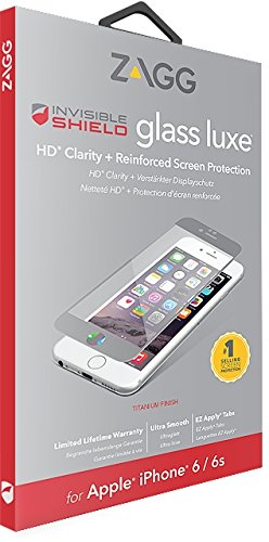 ZAGG InvisibleShield Glass Luxe Screen Protector HD Clarity Reinforced  Protection for Apple iPhone Plus iPhone 6S Plus Titanium