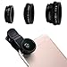 Ninewell 3 in 1 Camera Lens Kit Clip-On 180 Degree Supreme Fisheye + 0.65X Wide Angle + 10X Macro Lens for for iPhone 6S 5S 4S Samsung Galaxy HTC Android and All Other Smartphones