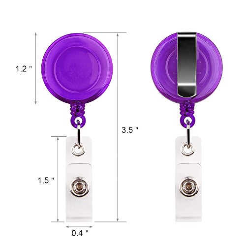 Retractable Badge Holder, ID Reel Clip Badge Holders, 10 Assorted Colors with Bonus 2 Black Badge Holders(Pack of 12) - Thumbnail 2