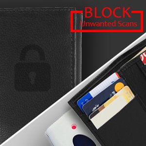 Access Denied Mens RFID Blocking Trifold Leather Wallet with ID Window (Black Pebble)