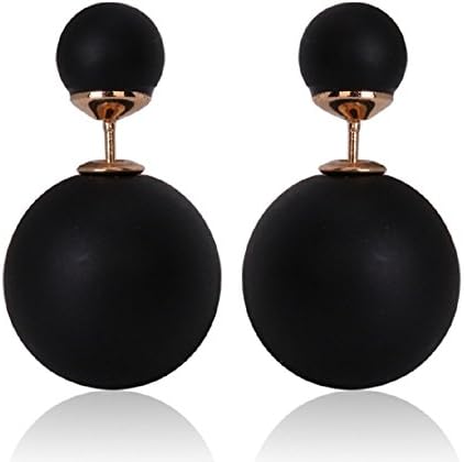 New Trend Fashion Matte Black Double Sided Faux Pearl Front Back Double Sided Earrings
