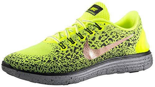 Nike Free RN Distance Shield Running Shoe, Volt/Metallic Red Bronze-Grey, 11