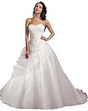 GEORGE BRIDE ELegant Strapless Ball Gown Satin Wedding Dress Size 14 Ivory