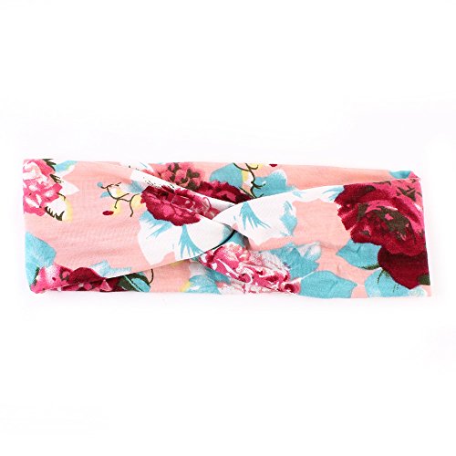 Adecco LLC 6 Pack Women Headband Elastic Turban Floal Style Criss Cross Head Wrap Hair Band (Floral) - Thumbnail 2