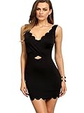 SheIn Women's V-Neck Sleeveless Hollow Backless Bodycon Dress Medium Black