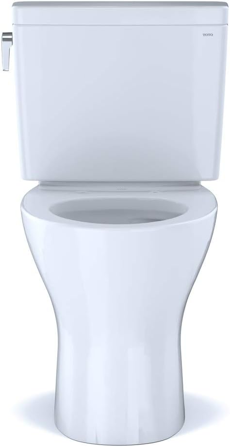 TOTO CST746CEMG#01 Drake Two-Piece Elongated Dual Flush 1.28 and 0.8 GPF DYNAMAX TORNADO FLUSH Toilet with CEFIONTECT, Cotton White - - 