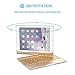 iEGrow F180 Gold Case with Keyboard, 7 Colors Adjustment Backlit and Breathing Light Keyboard with 360 Degree Rotatable Cover for iPad 6th/iPad 5th Generation/Pro 9.7/Air 2/Air