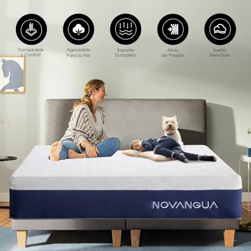 NOVANGUA Colchón de Muelles con Espuma Texturizada,Altura 30cm,Colchón Híbrido,Espumas de Alta Calidad para un Mejor Descanso,Soporte y Alivio de Presión