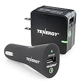 Combo: Tenergy 18W Adaptive Fast Charging Kit w/ Qualcomm Quick Charge 2.0 Technology for Smartphones/Tablets : AC Wall Charger + Car Charger