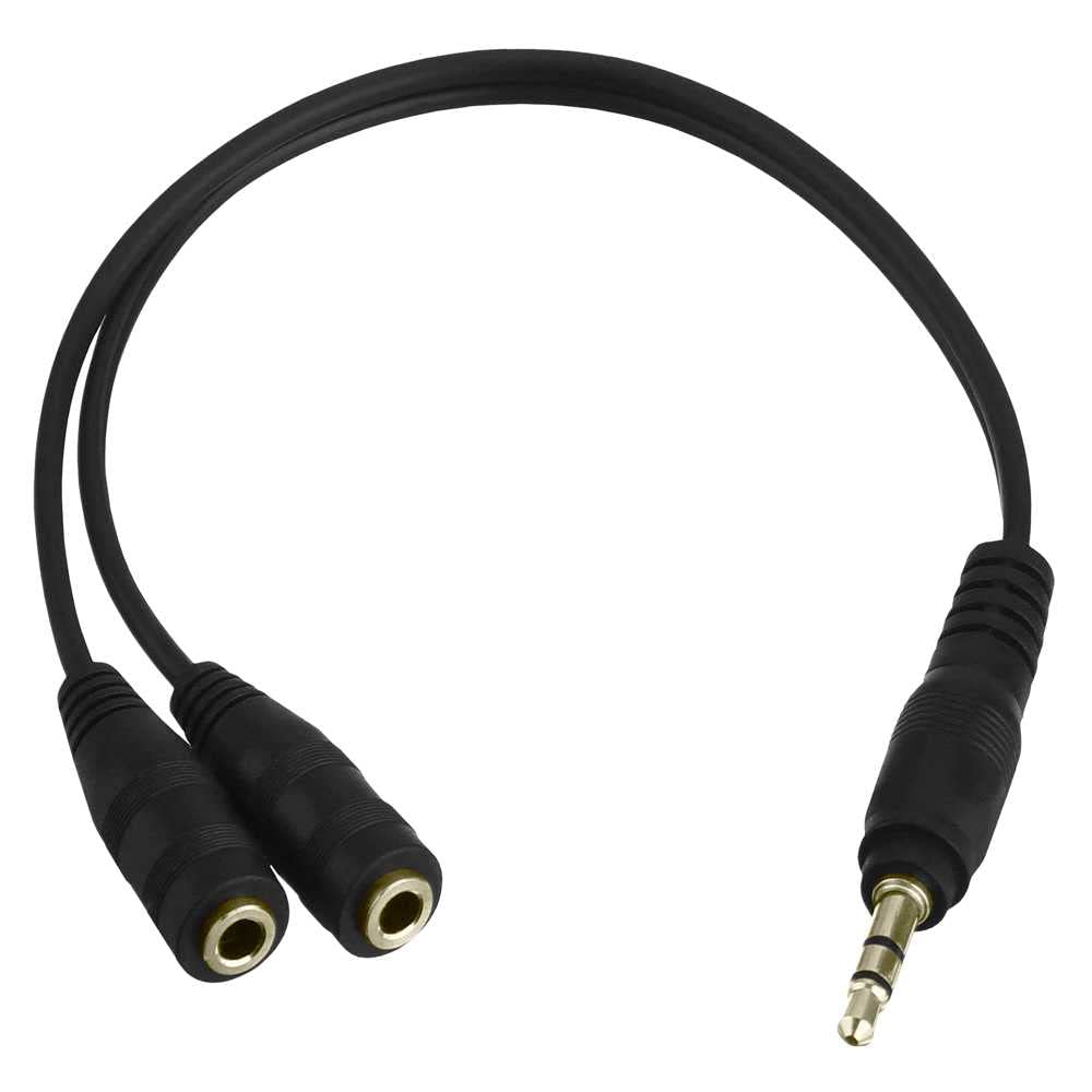 Ociodual Adaptador Divisor de Mini Jack Lead 3.5mm Macho a 2 Hembras Negro Cable Splitter Audio Duplicador para Auriculares Altavoces