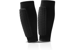 1 Pair Shin Guards with Honeycomb Pads, Breathable Football Shin Defender Compression Sleeve Socks for Kids Adult