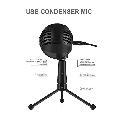 Professional USB Microphone, TKGOU PC Microphone for Windows and Mac Computer, Three Pattern Selects & Headphone Output Microphone for Recording, Podcasting, Streaming, Conference, Vocals, Chats(UM8) - Thumbnail 4
