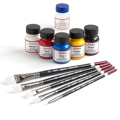 Angelus Leather Paint Kit Basics Starter Kit Includes 5 Paints, Prep