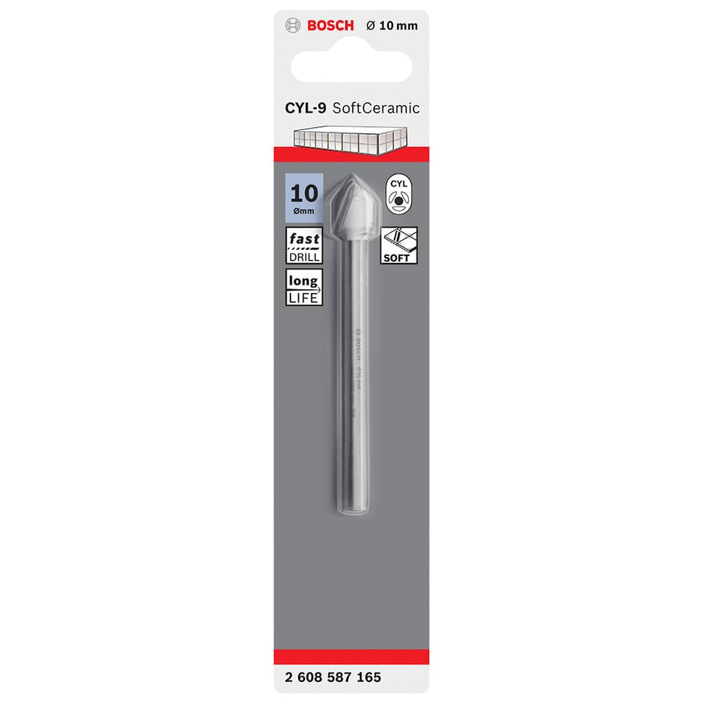Bosch Professional 1x CYL-9 SoftCeramic Tile Drill Bit (for soft ceramic tiles, Ø 10 x 90 mm, Accessories drill driver)