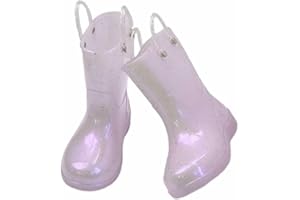 Girls Sparkling Rain Boots Cute Lightweight Waterproof Rainboots with Pull-on Handles Toddler Outdoor Fishing Shoes
